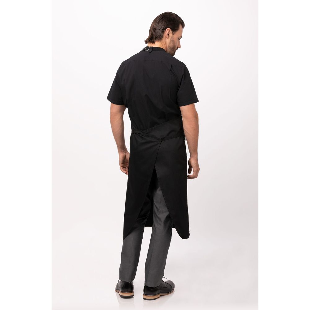 Chef Works Black Brio Chefs Bib Apron for Unisex, 40.2 inch Long x 43.1 inch Wide