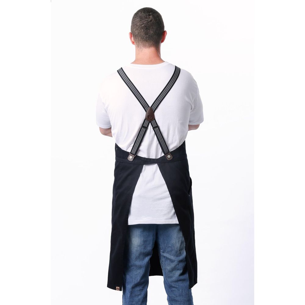 Chef Works Jet Black Berkeley Chefs Bib Snap Apron for Unisex, 40.4 inch Long x 39 inch Wide