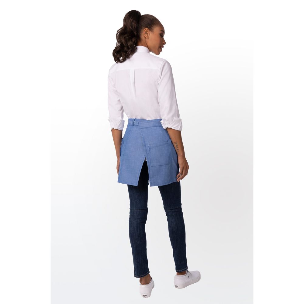 Chef Works French Blue Medford Half Bistro Apron for Unisex, 16.1 inch Long x 37.8 inch Wide