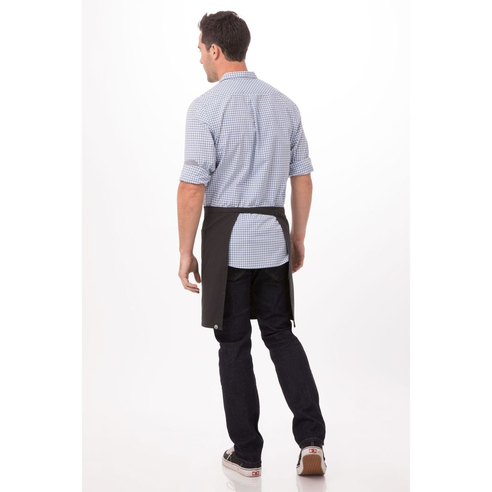 Chef Works Steel Grey Rockford Half Bistro Apron, 19 inch Long x 31 inch Wide