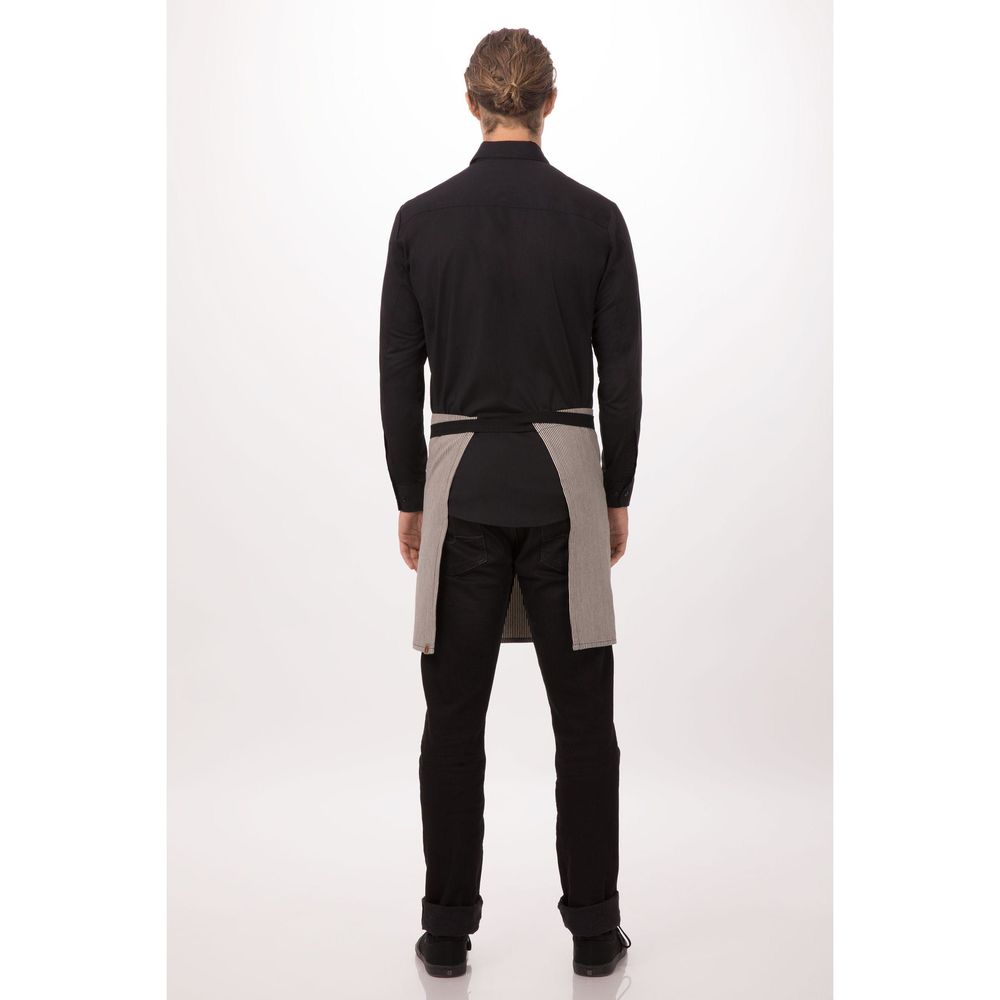 Chef Works Black Portland Half Bistro Apron, 19 inch Long x 31 inch Wide