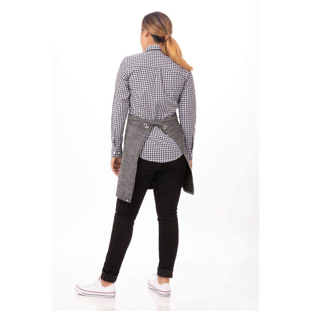 Chef Works Black Steel Grey Corvallis Half Bistro Apron, 19 inch Long x 31 inch Wide