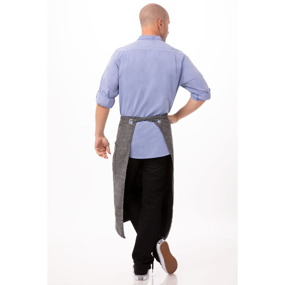 Chef Works Black Steel Grey Corvallis Bistro Apron, 31 inch Long x 31 inch Wide