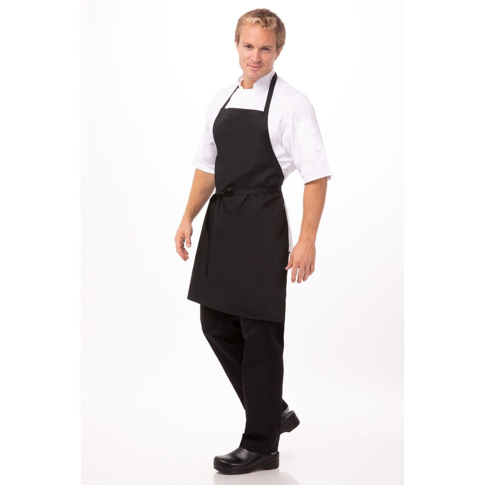 Chef Works Black Bib Apron, 33 inch Long x 27.5 inch Wide ...