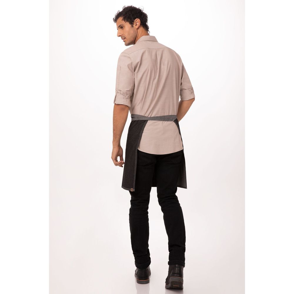Chef Works Black Bronx Half Bistro Apron, 19 inch Long x 28.5 inch Wide