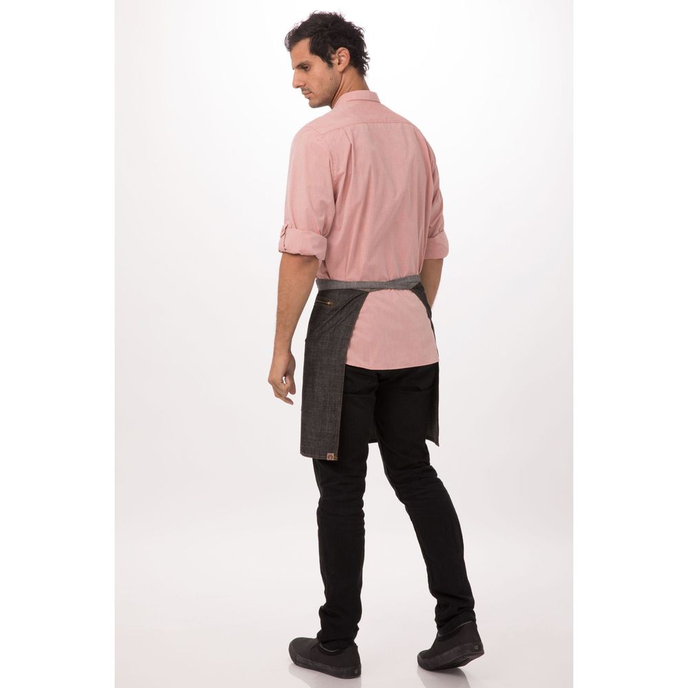 Chef Works Black Manhattan Half Bistro Apron, 19 inch Long x 28.5 inch Wide