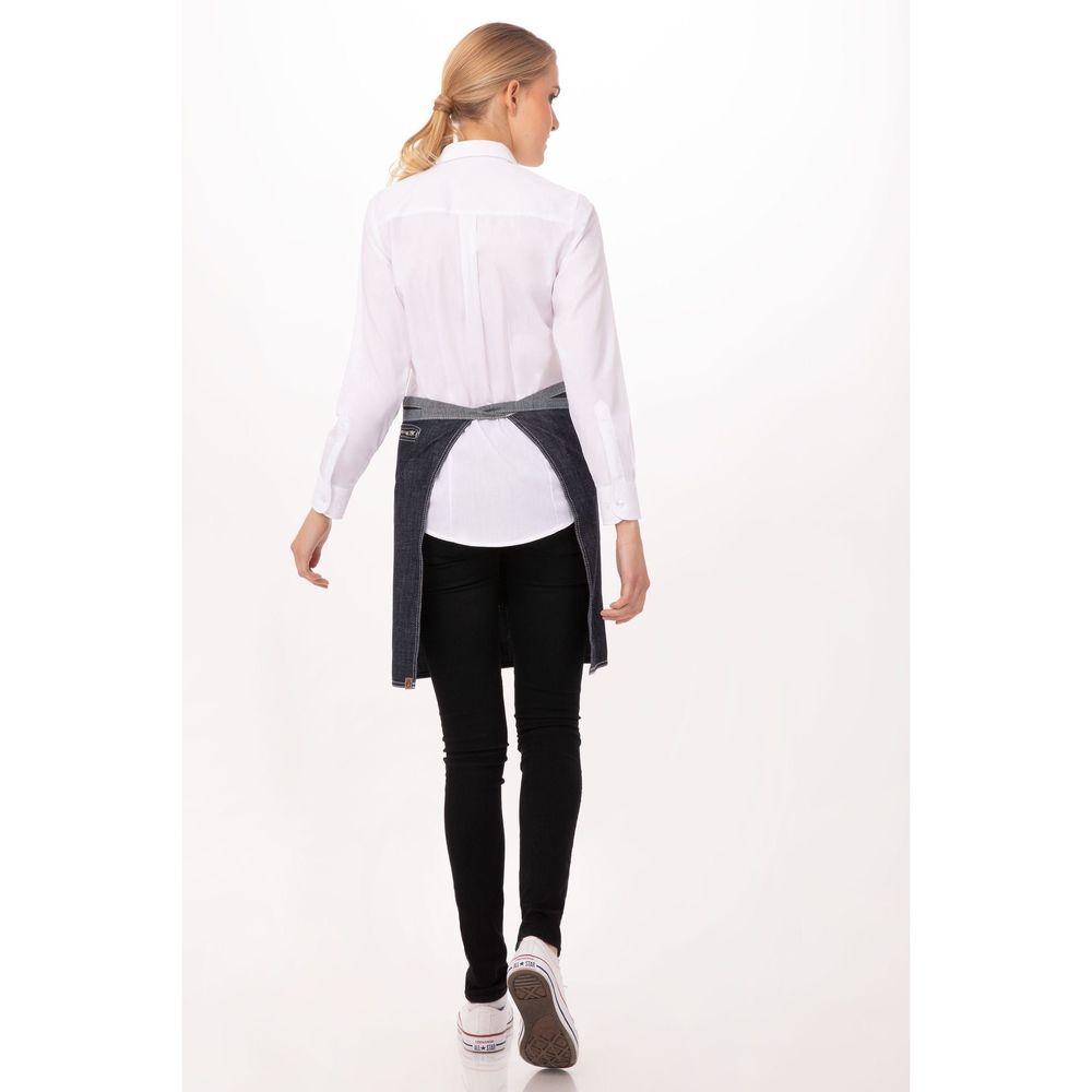 Chef Works Indigo Blue Manhattan Half Bistro Apron, 19 inch Long x 28.5 inch Wide