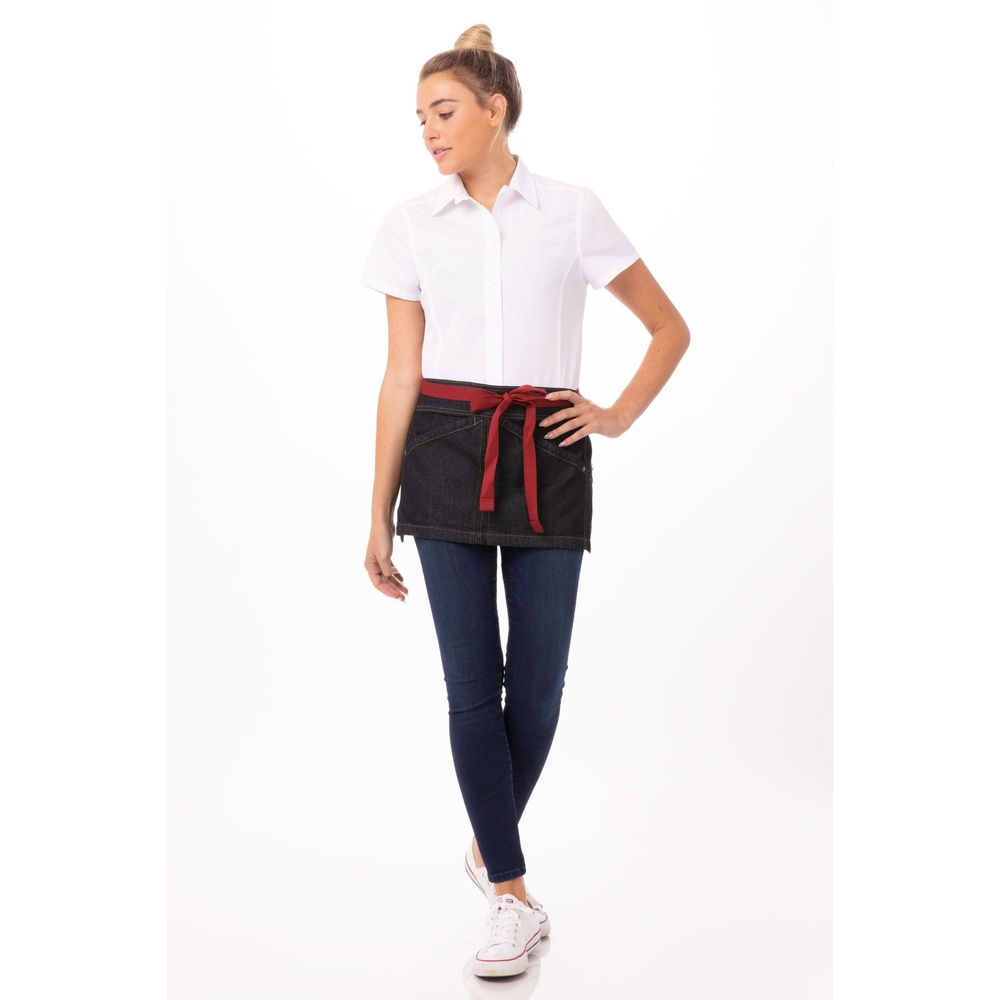 Chef Works Indigo Blue Berkeley Waist Snap Apron For Unisex, 12 Inch Long X 23 Inch Wide