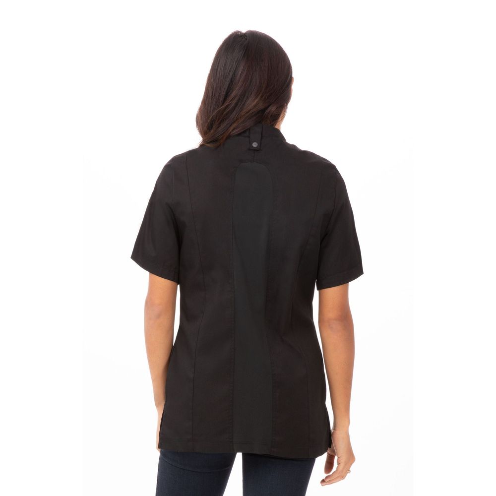 Chef Works Black Large Modern Fit Roxby Chef Coat for Women