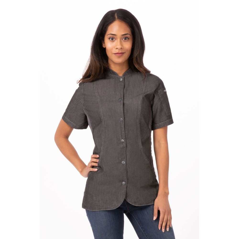 Chef Works Black Large Modern Fit Chelsea Chef Coat for Women