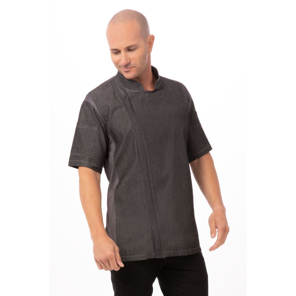 Chef Works Black Large Modern Fit Delancey Chef Coat for Unisex