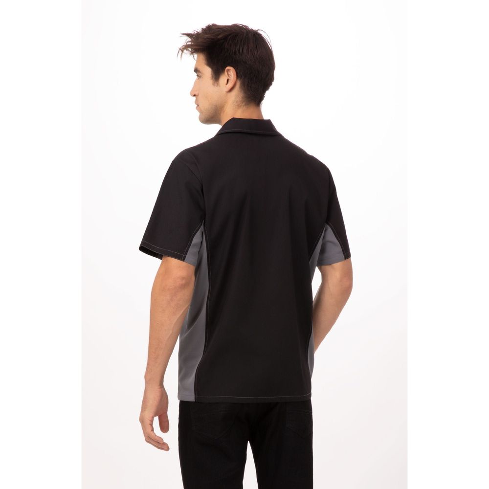 Chef Works Black Grey Mesh 2XL Classic Fit Universal Contrast Shirt for Men