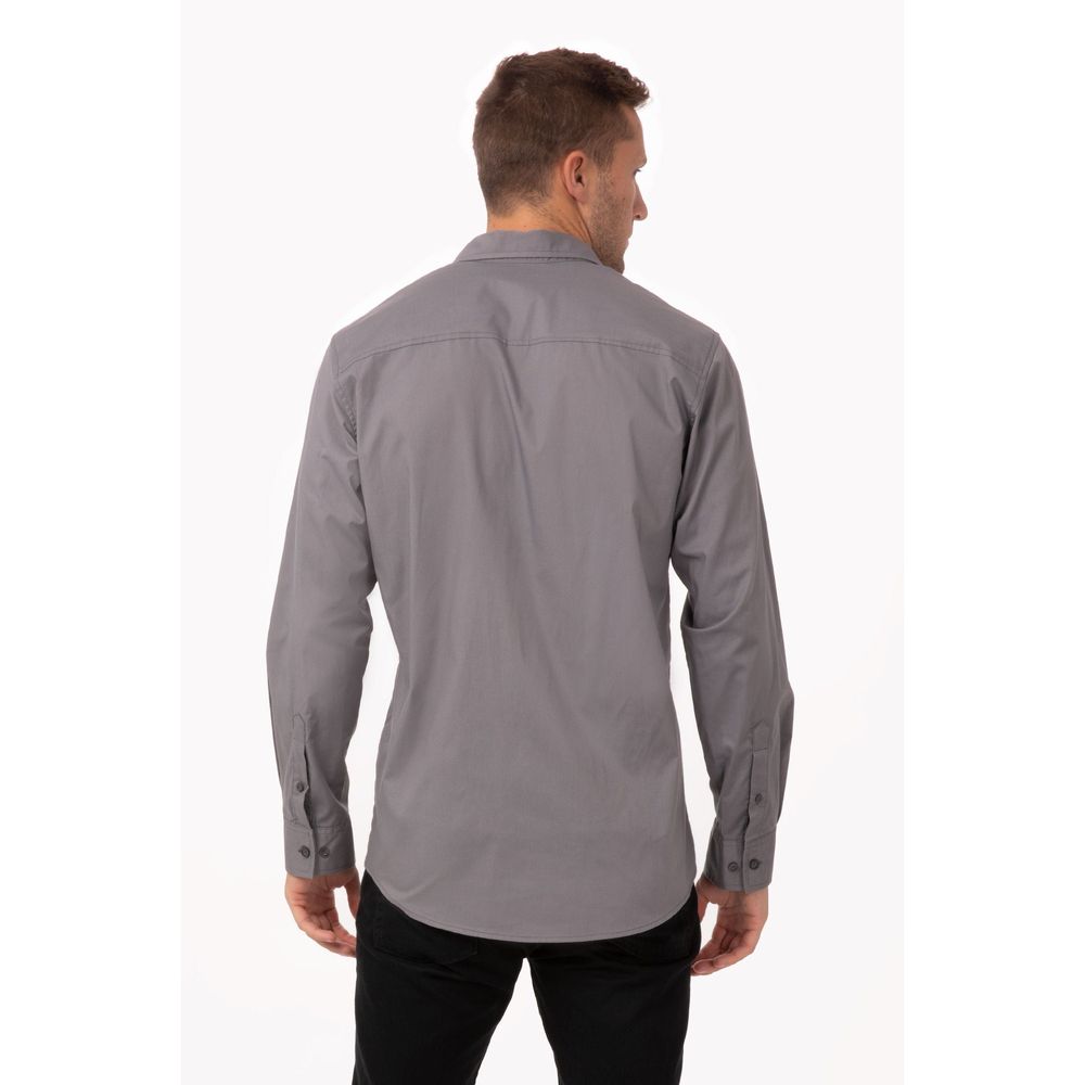 Chef Works Grey Extra Small Classic Fit Pilot Shirt for Men