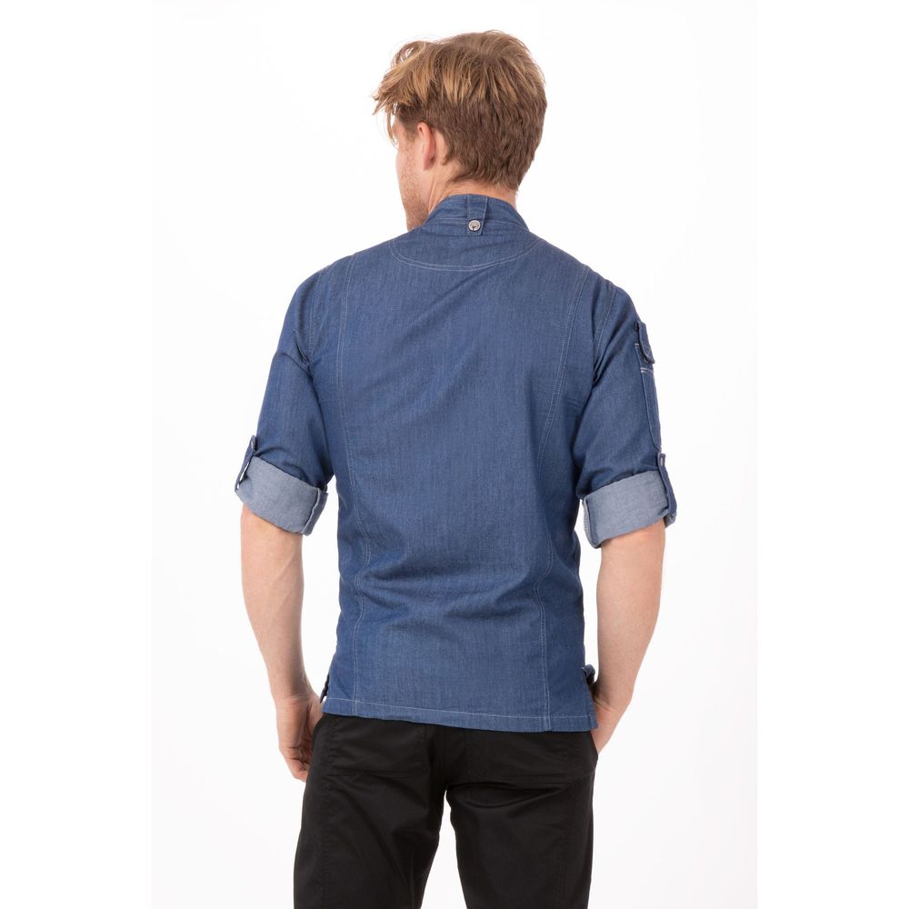 Chef Works Indigo Blue Modern Fit Small Gramercy Denim Chef Coat for Men