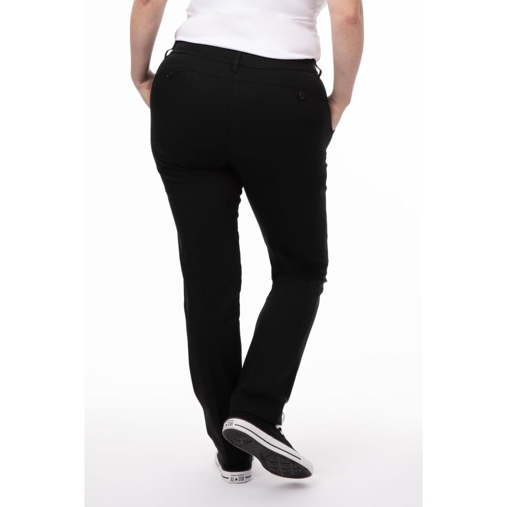 Chef Works Black Slim Fit Chino Stretch Pant for Women, 2 inch
