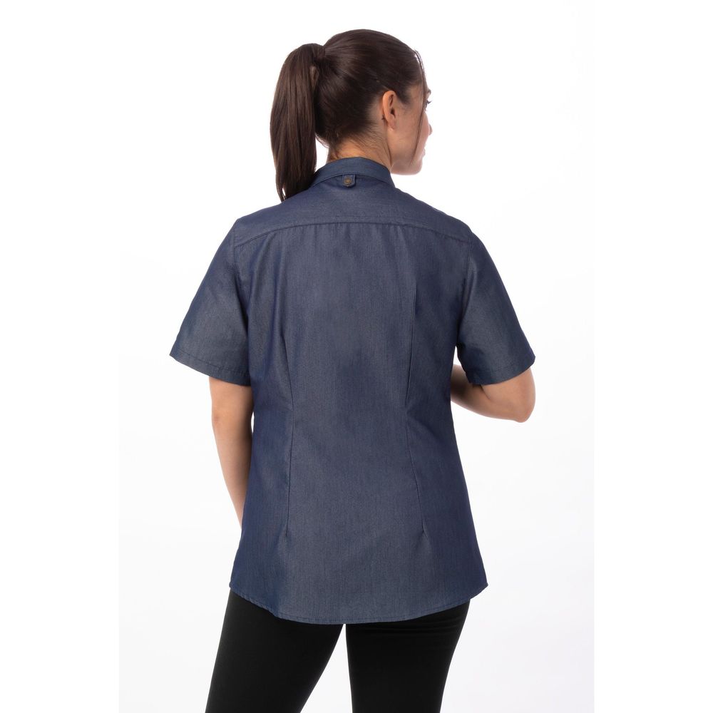 Chef Works Indigo Blue Large Classic Fit Detroit Denim Shirt for Women