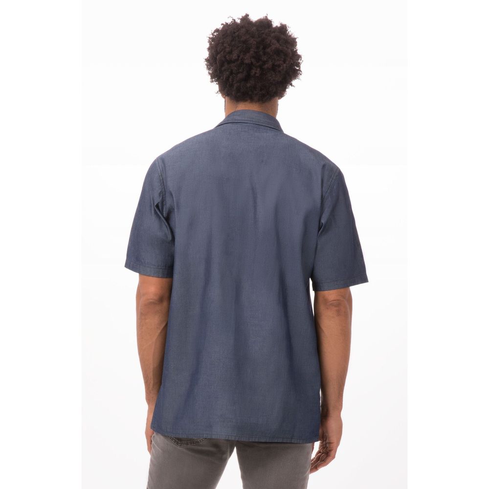 Chef Works Indigo Blue Extra Large Classic Fit Detroit Short Sleeve Denim Shirt for Unisex