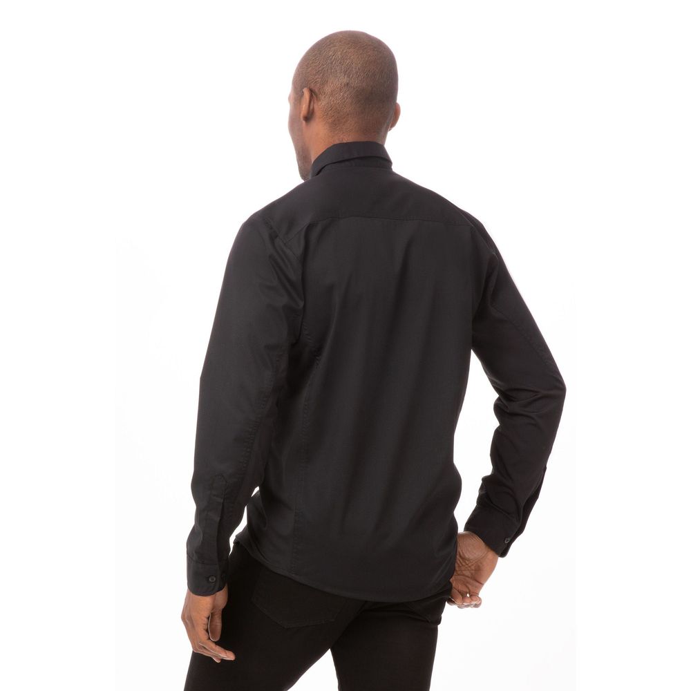Chef Works Black Medium Modern Fit Shelby Zip Front Shirt For Men