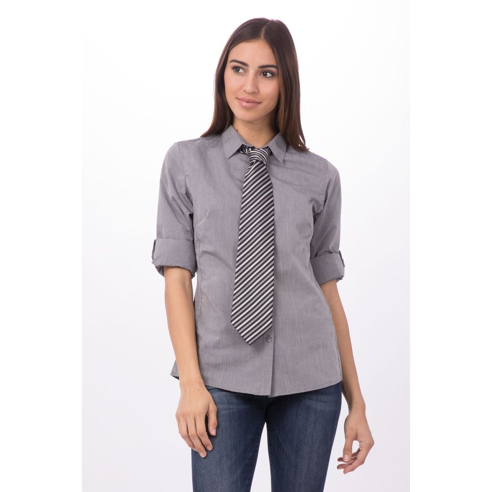 Chef Works Silver Striped Dress Tie For Unisex
