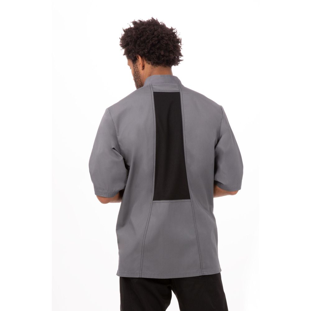Chef Works Dark Grey with Black Contrast Medium Classic Fit Valais V-Series Chef Coat for Unisex