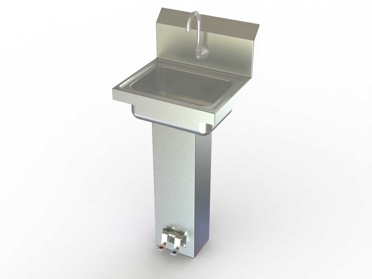 Aero 304 Stainless Steel Nsf Pedestal Foot Pedal Hand Sink, 17 X 15 X 43 1/2 Inch