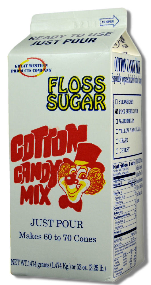 Great Western Floss Sugar Pink Bubblegum Cotton Candy Mix, 3.25 Pound -- 6 Per Case