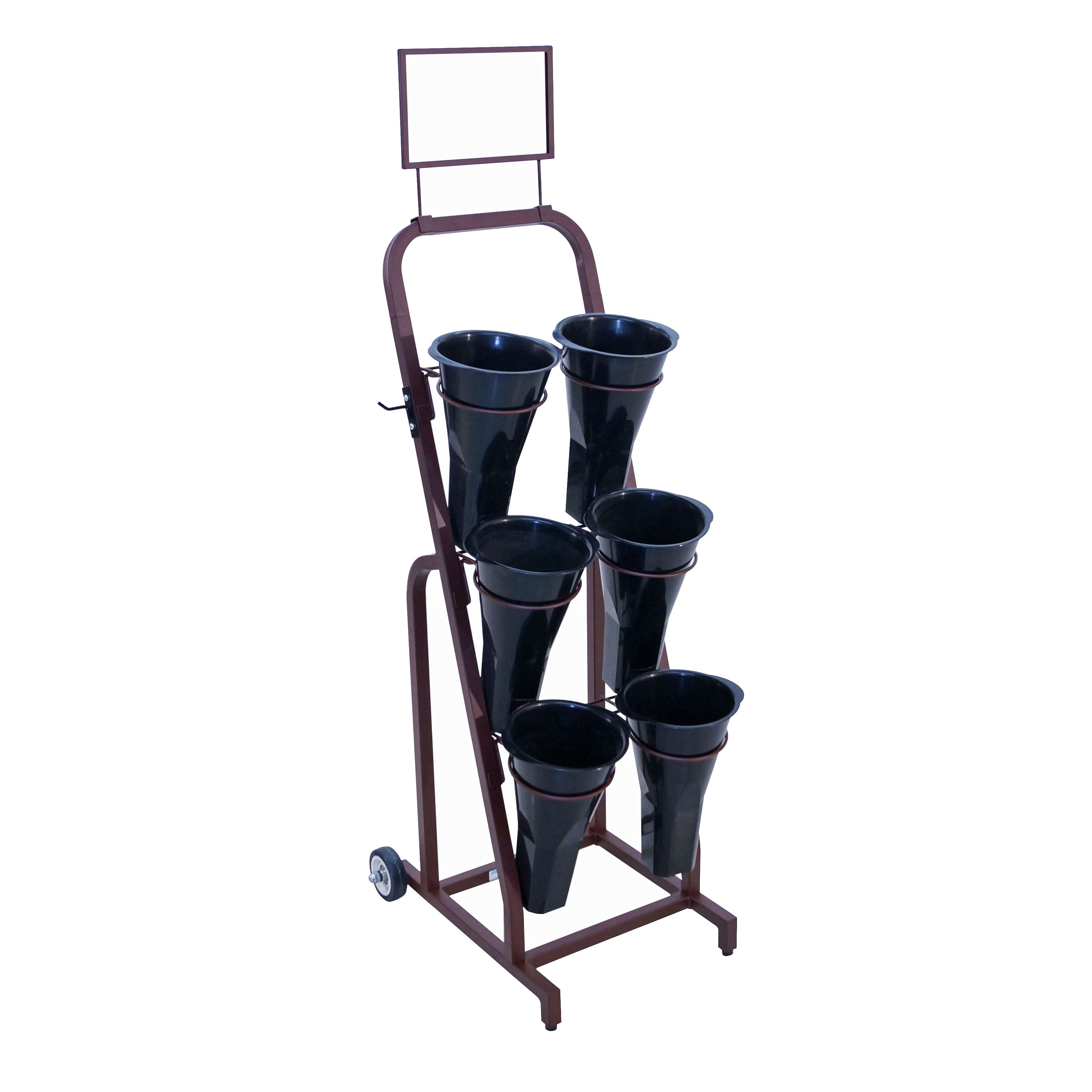 Mobile Merchandisers 6-Vase Floral Cart With Sign Frame and Vases