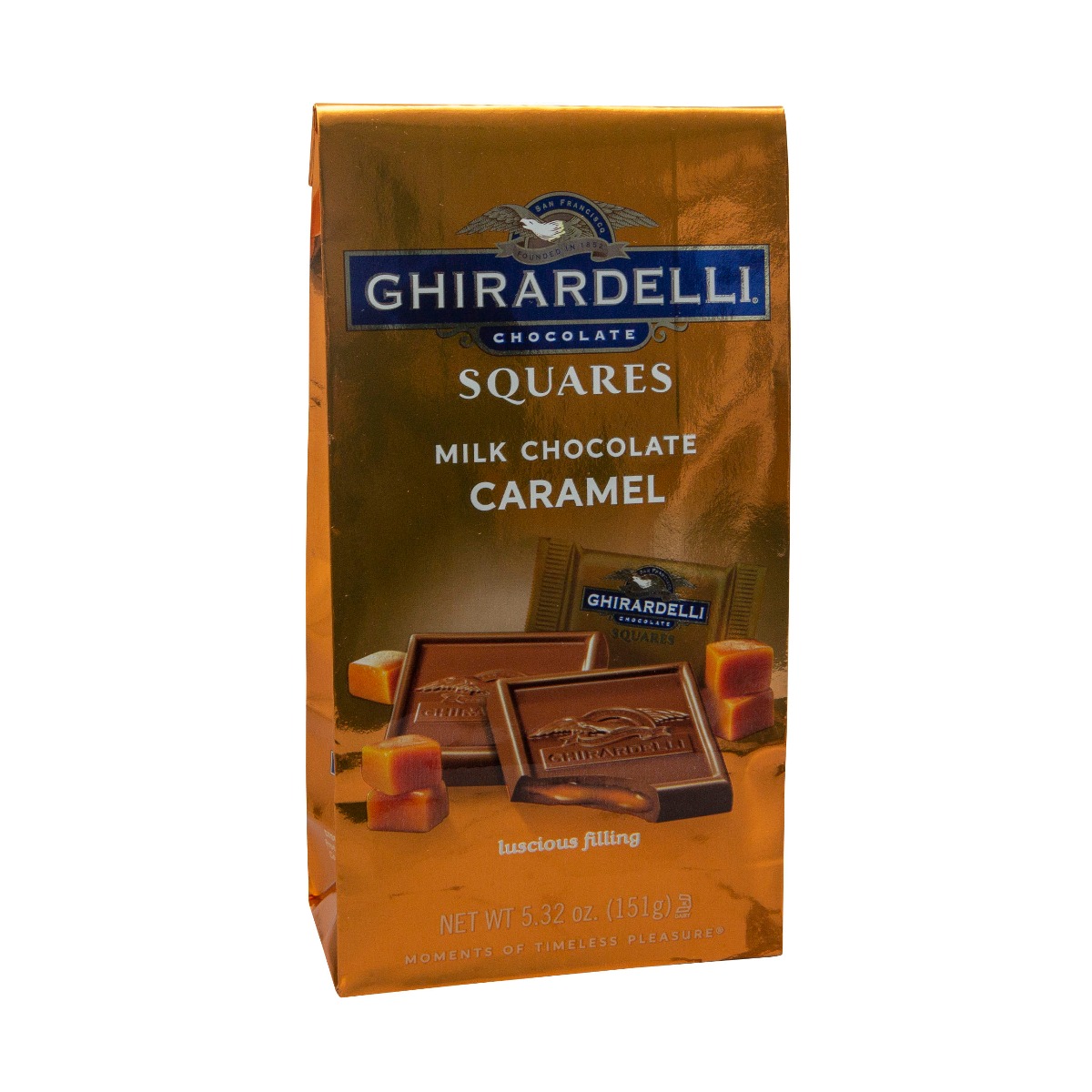 Ghirardelli Caramel Filled Milk Chocolate Squares -- 6 Per Case