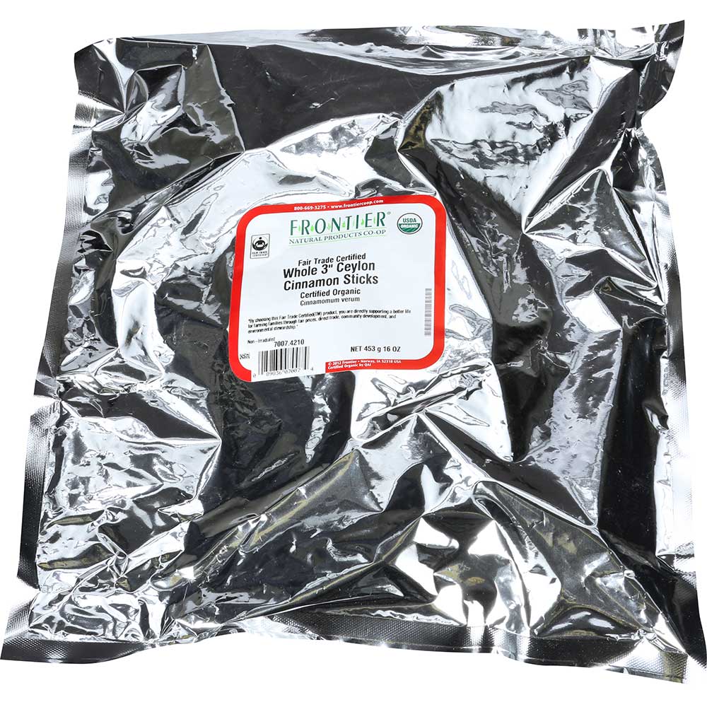 Frontier Herb Fair Trade Certified Organic Ceylon Cinnamon Stick, 1 Pound.