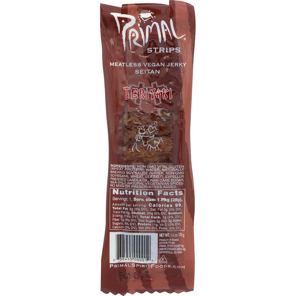 Primal Strips Teriyaki Meatless Jerky, 1 Ounce -- 24 Per Case