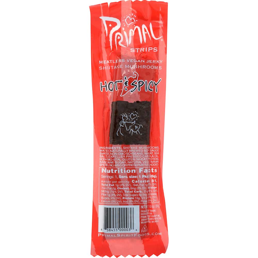 Primal Strips Hot And Spicy Meatless Jerky, 1 Ounce -- 24 Per Case
