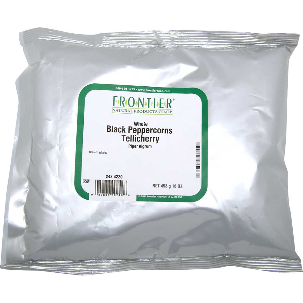 Frontier Herb Tellicherry Grade Whole Black Peppercorn, 16 Ounce