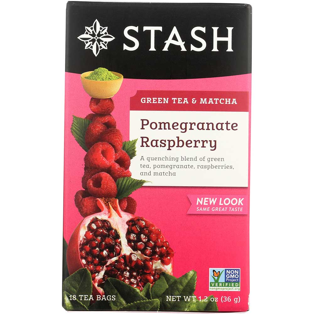 Stash Premium Pomegranate Raspberry Green Tea, 18 Bags Count -- 6 Per Case