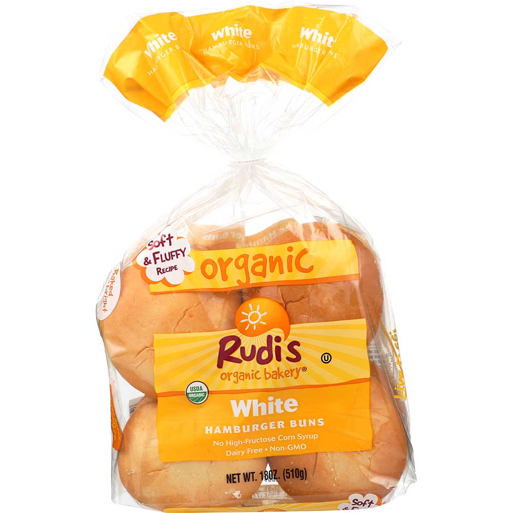 Rudi's Organic White Hamburger Bun -- 7 Pack Per Case