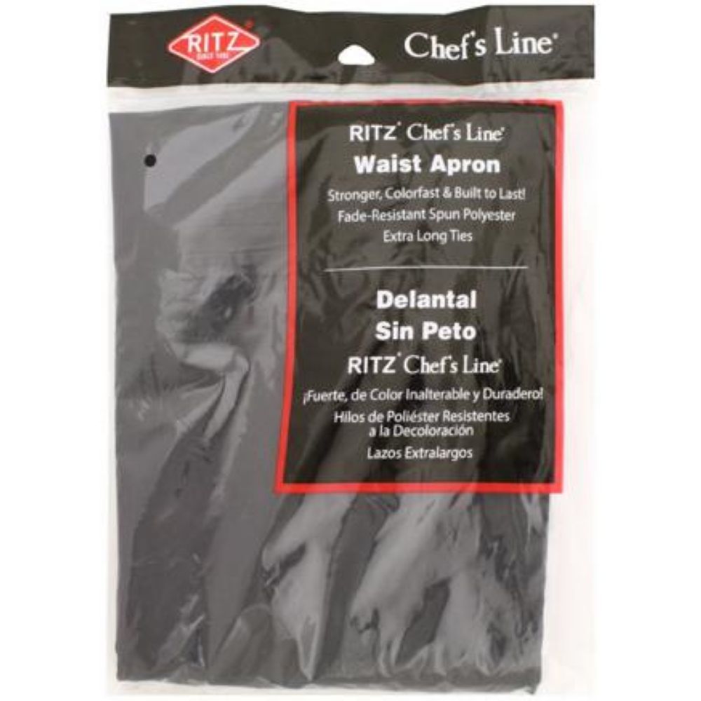 Chef Revival Black 2 Pocket Bistro Bib Serving Apron -- 12 Per Case