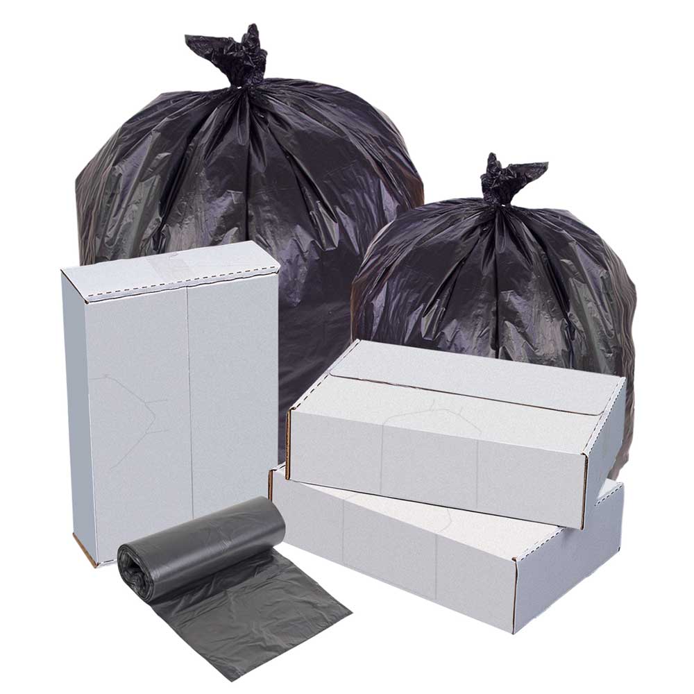 Pitt Plastics High Density Black Interleaved Star 40 x 48 Can Liner -- 250 per case.