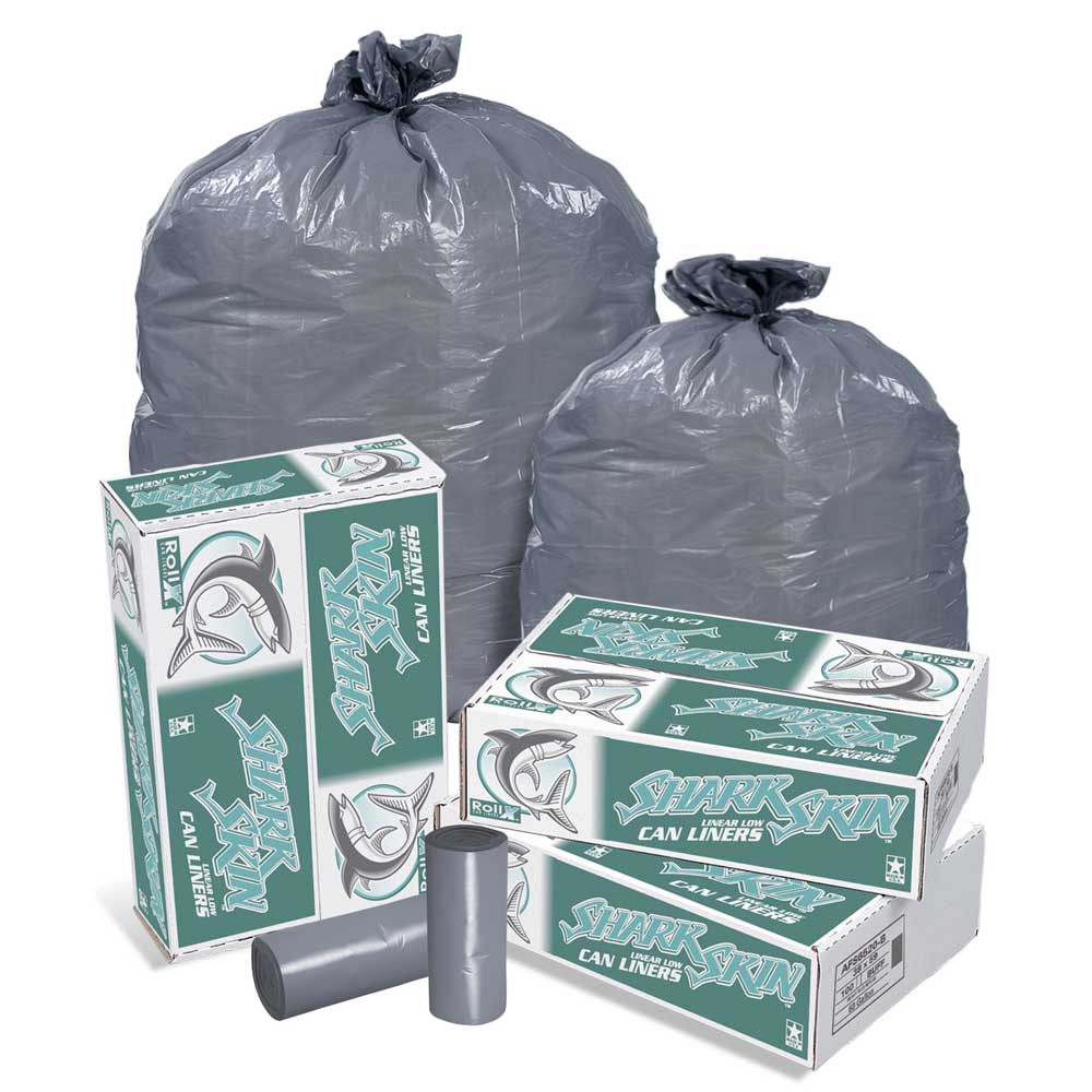 Pitt Plastics Linear Low Gray Star Perforated Roll Can Liner, 23 Gallon