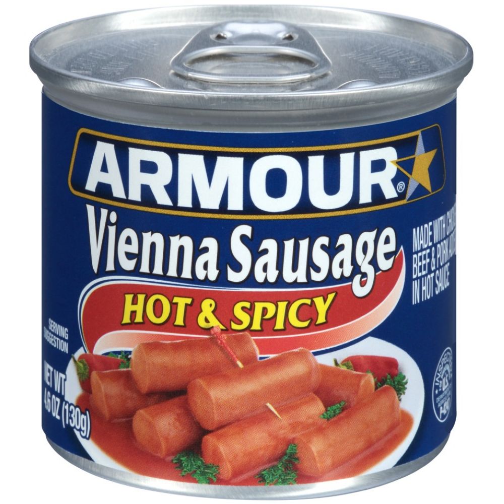 Armour Hot and Spicy Vienna Sausage, 4.6 Ounce -- 24 per case.