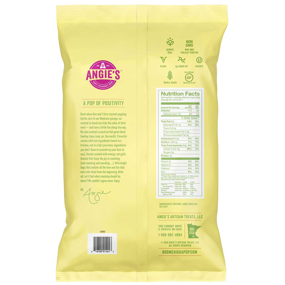 Angie's Boomchickapop Sea Salt Popcorn, 1.25 Ounce -- 12 Per Case