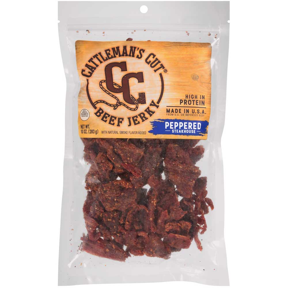 Cattleman's Cut Peppered Steakhouse Beef Jerky, 10 Ounce -- 10 Per Case