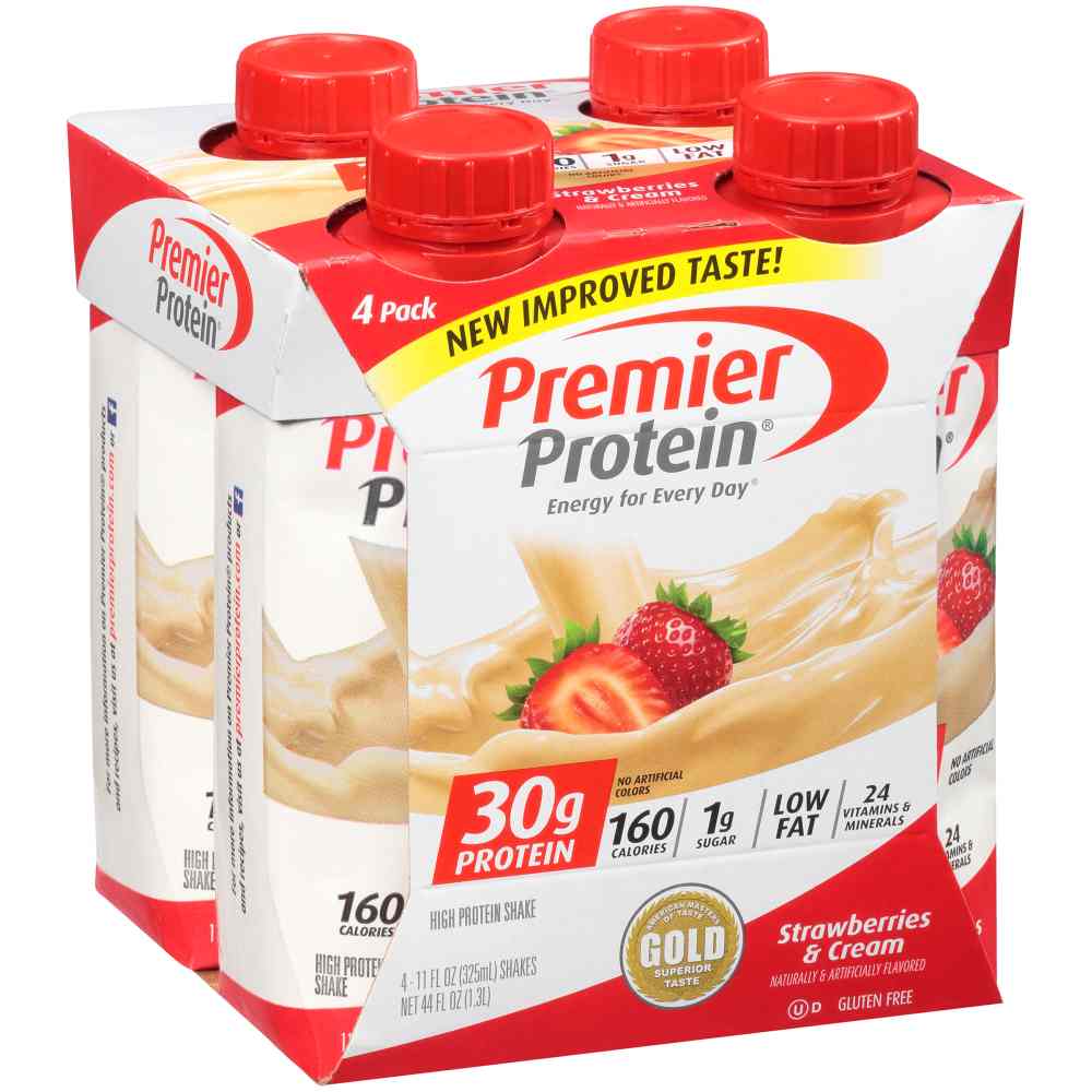 Premier Protein Strawberries and Creme Protein Shake - Dream Cap, 11 Fluid Ounce -- 12 per case.