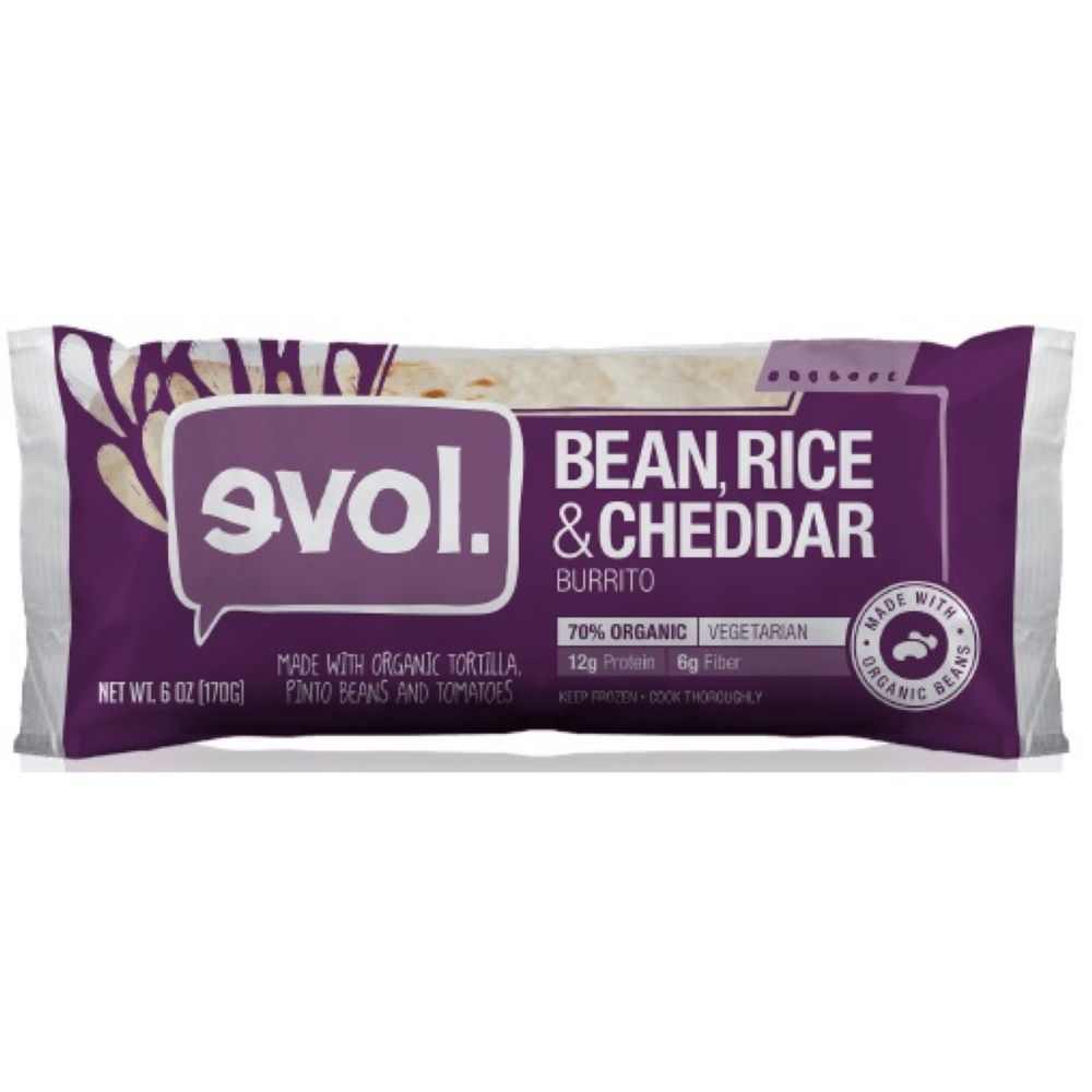 Evol Bean Rice Cheddar Classic Burrito, 6 Ounce -- 12 Per Case
