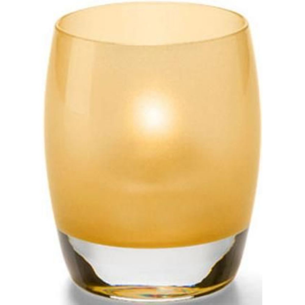 Hollowick Contour New Satin Gold Glass Votive Lamp, 3 3/4 X 3 X 3 Inch