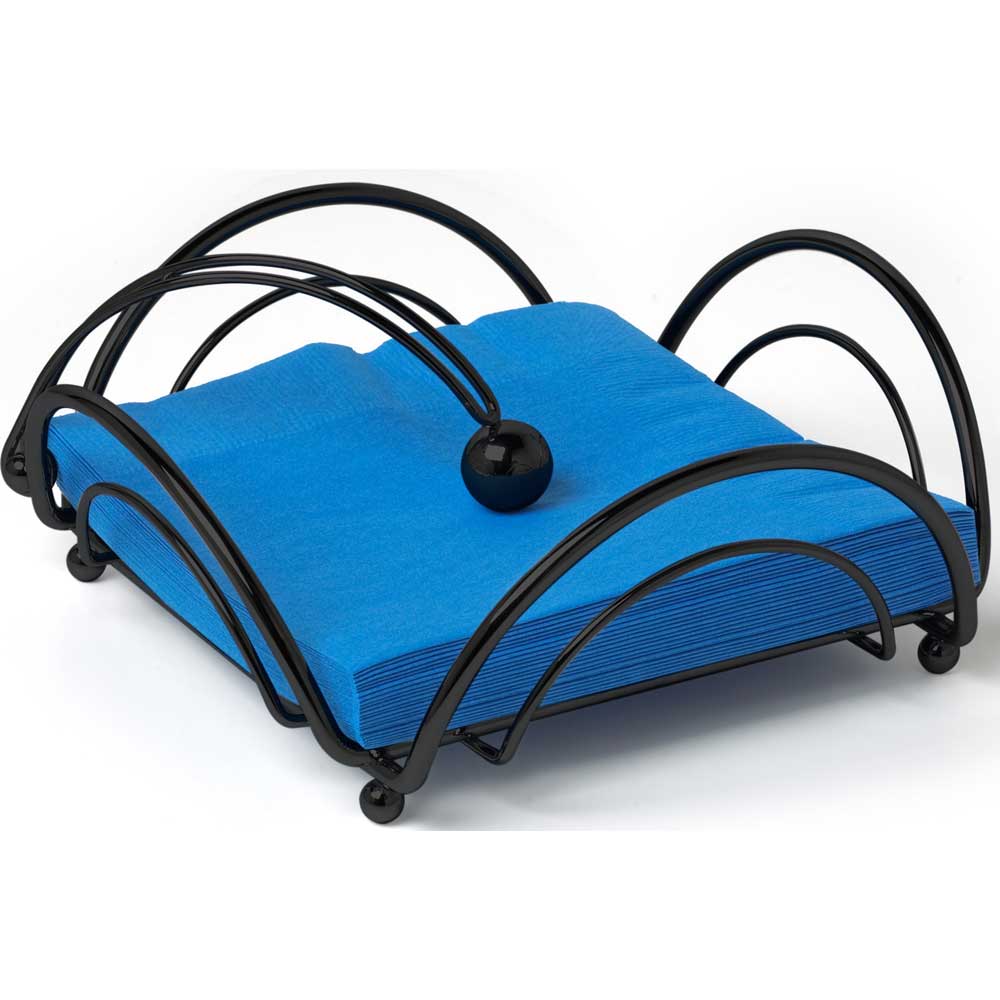 Spectrum Black Flower Flat Napkin Holder, 3.25 X 8.25 X 8.25 Inch