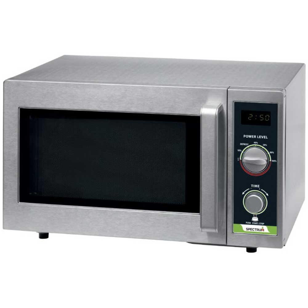 Winco Spectrum Stainless Steel 1000w Dial Control Commercial Microwave Set, 20.5 X 18 X 12-5/16 Inch