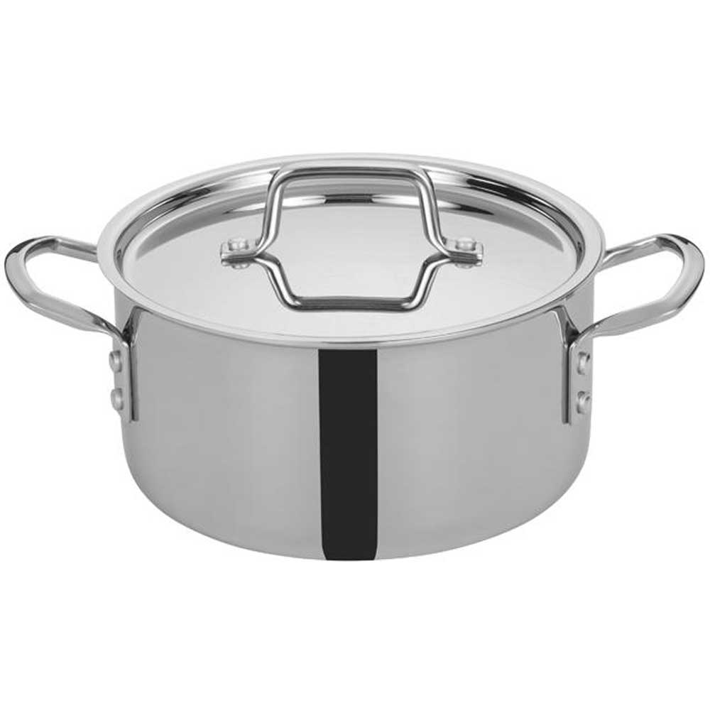 Winco Tri Gen Triply Stainless Steel Stock Pot with Cover, 4.5 Quart ...