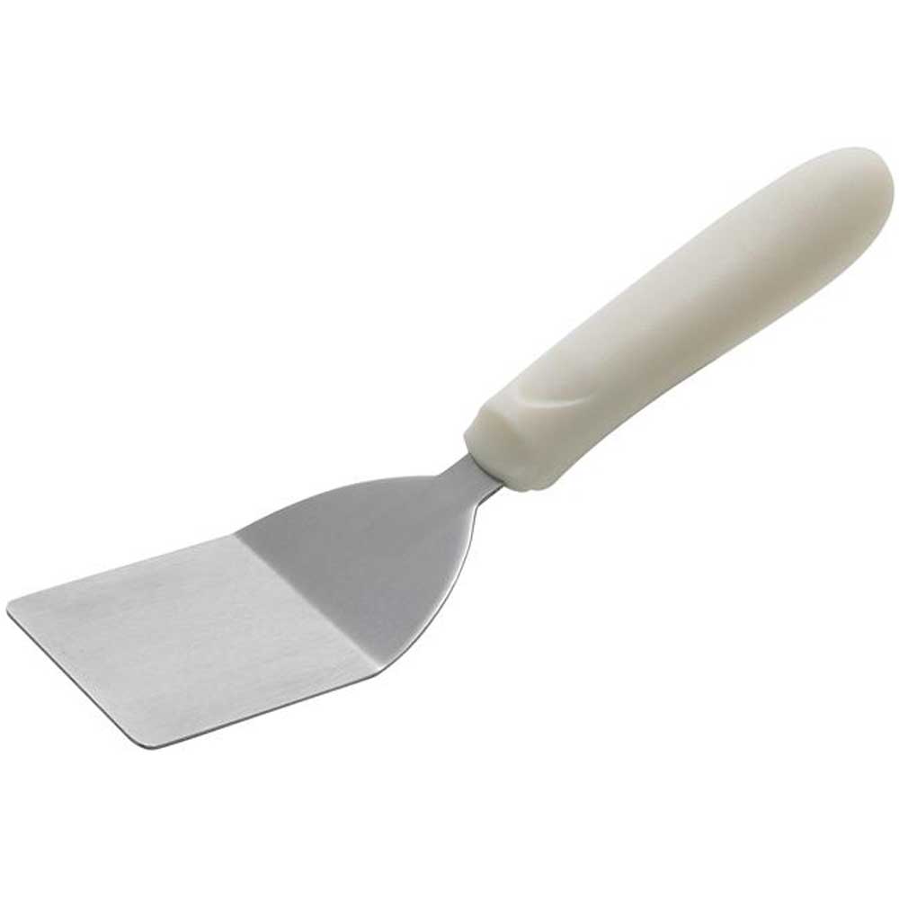Winco Stainless Steel Satin Finish Mini Offset Turner With White Polypropylene Handle, 2 X 2 1/4 Inch Blade -- 12 Per Case