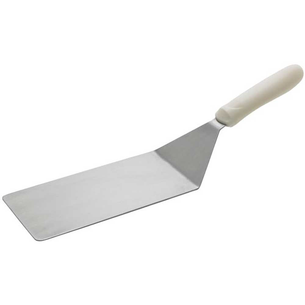 Winco Stainless Steel Offset Turner With White Polypropylene Handle, 8 X 4 Inch Blade -- 12 Per Case