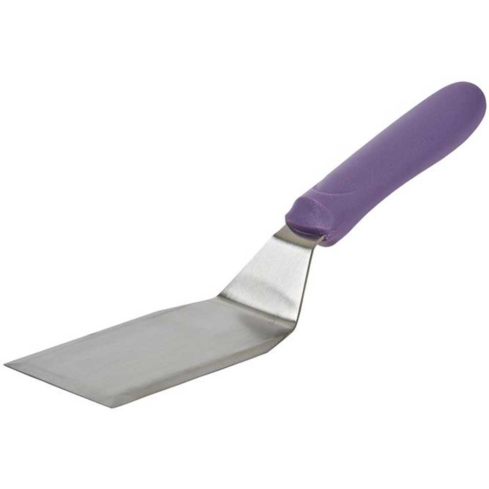 Winco Stainless Steel Allergen-free Hamburger Offset Turner With Purple Polypropylene Handle, 5 1/8 X 2 7/8 Inch Blade -- 12 Per Case