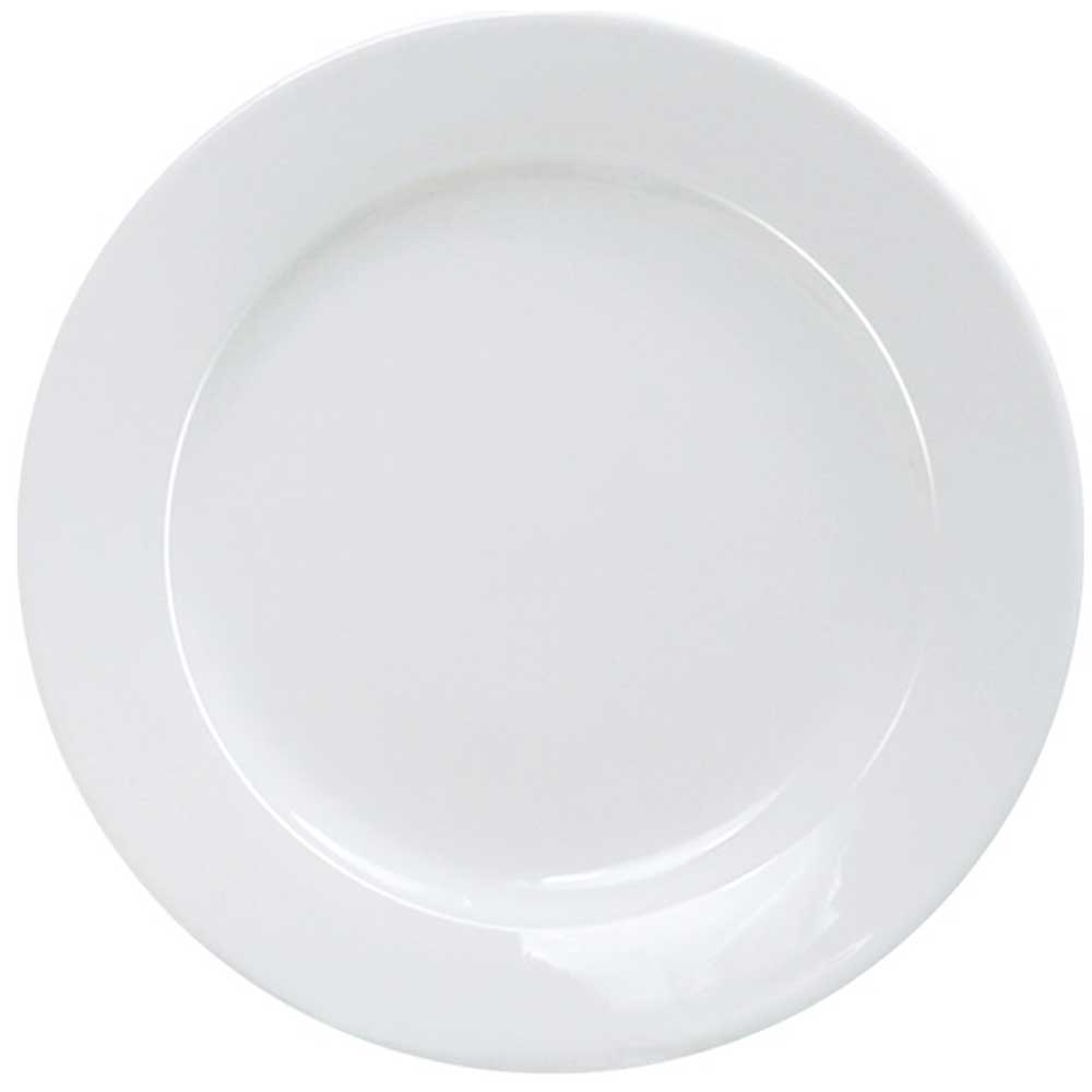 Yanco Abco Porcelain Round Rolled Edge Wide Rim Super White Plate, 9 1/2 Inch Diameter -- 24 Per Case